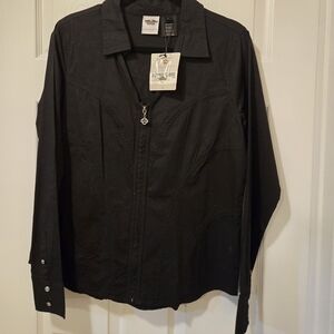 Harley-Davidson Black Zip-Front Riding Shirt Jacket